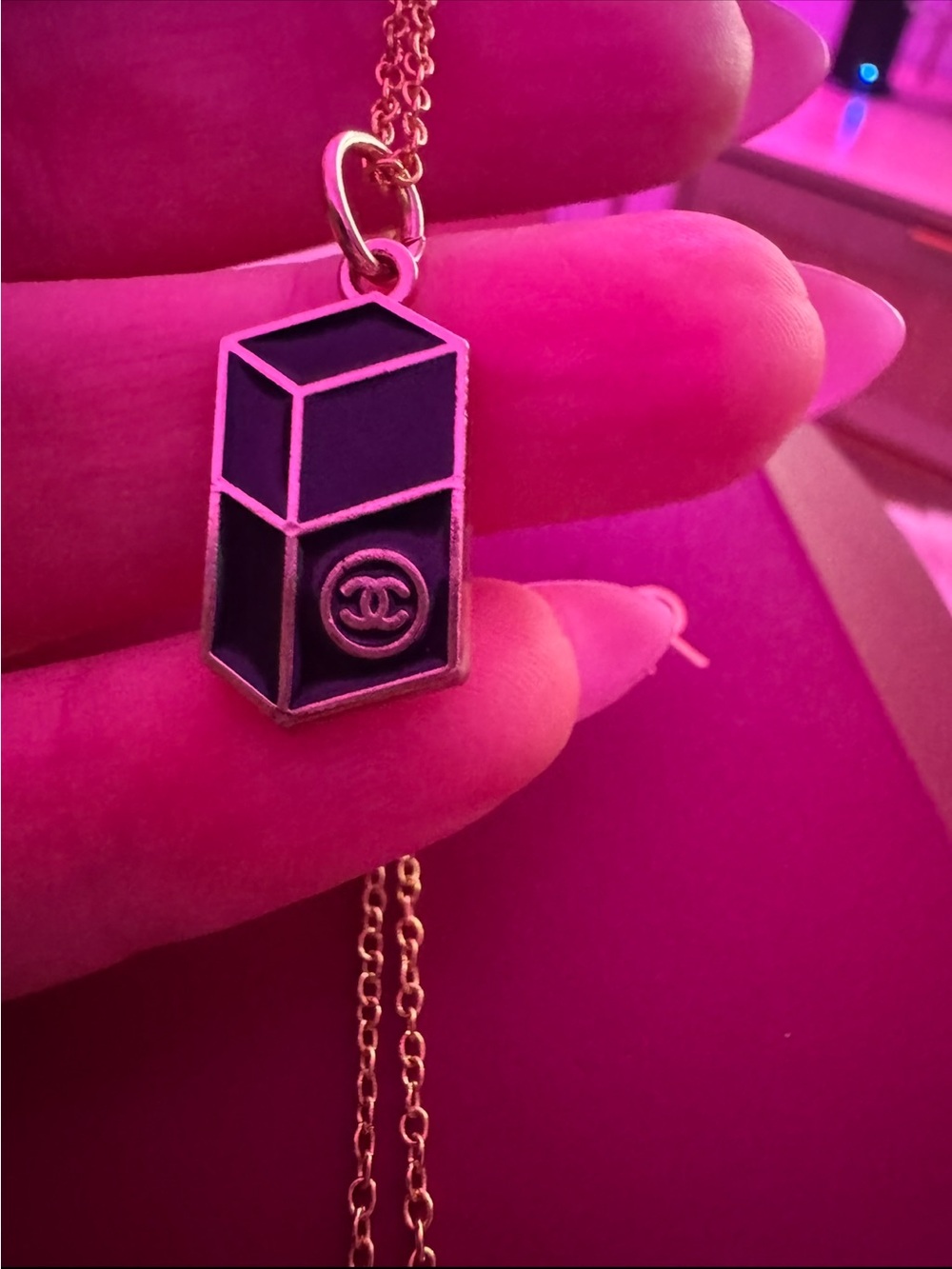 Chanel  Black and Gold Lipstick Pendant Necklace